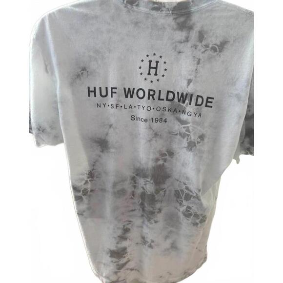 HUF WORLDWIDE MENS LARGE T SHIRT WHITE SMOKEY‎ TIE DYE - Picture 2 of 2